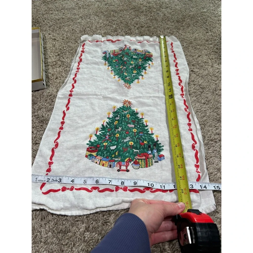 Vintage 1988 CWF Christmas Tea Towel Holiday Tree Retro 80s Decor Kitchen